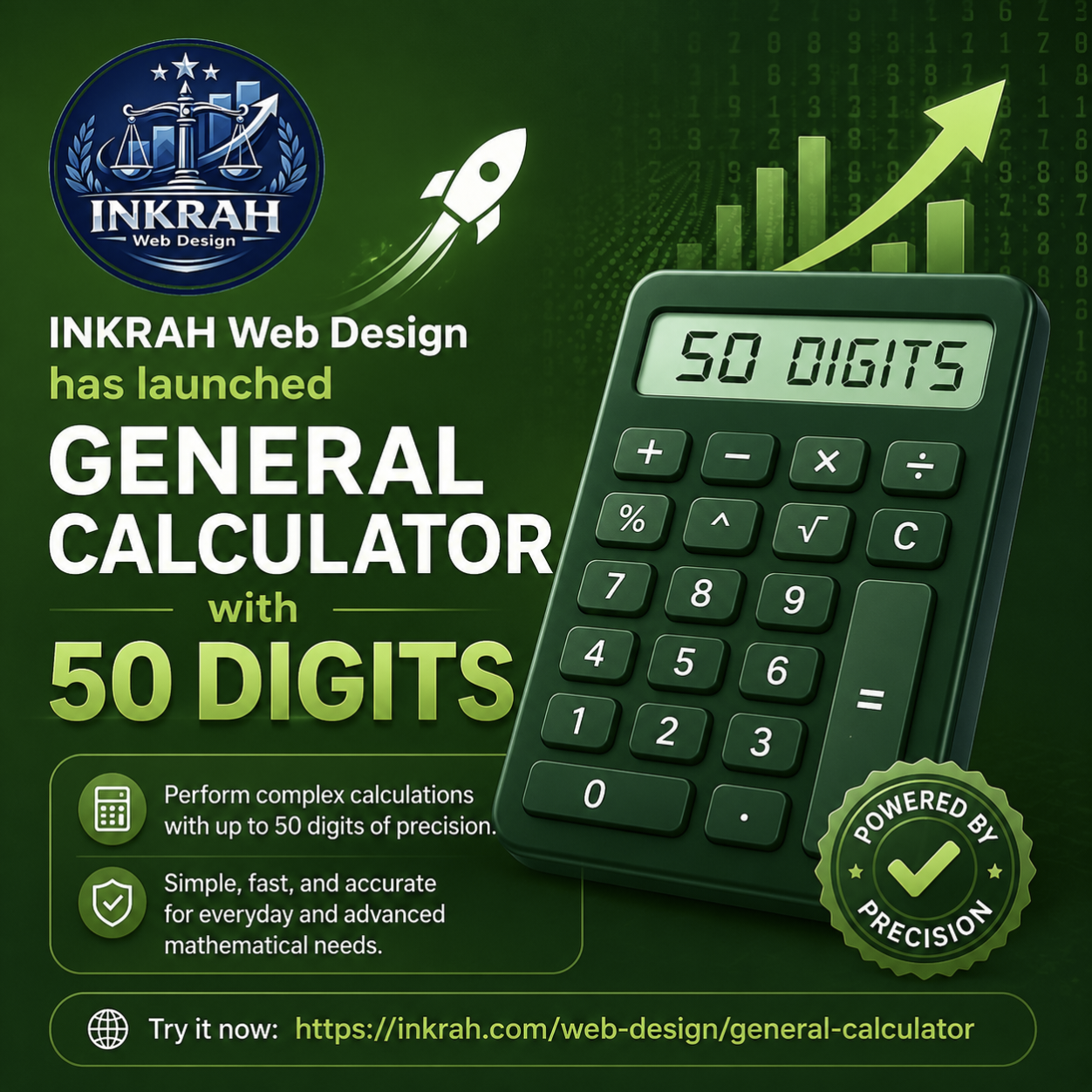 INKRAH Web Design 50 Digits General Calculator